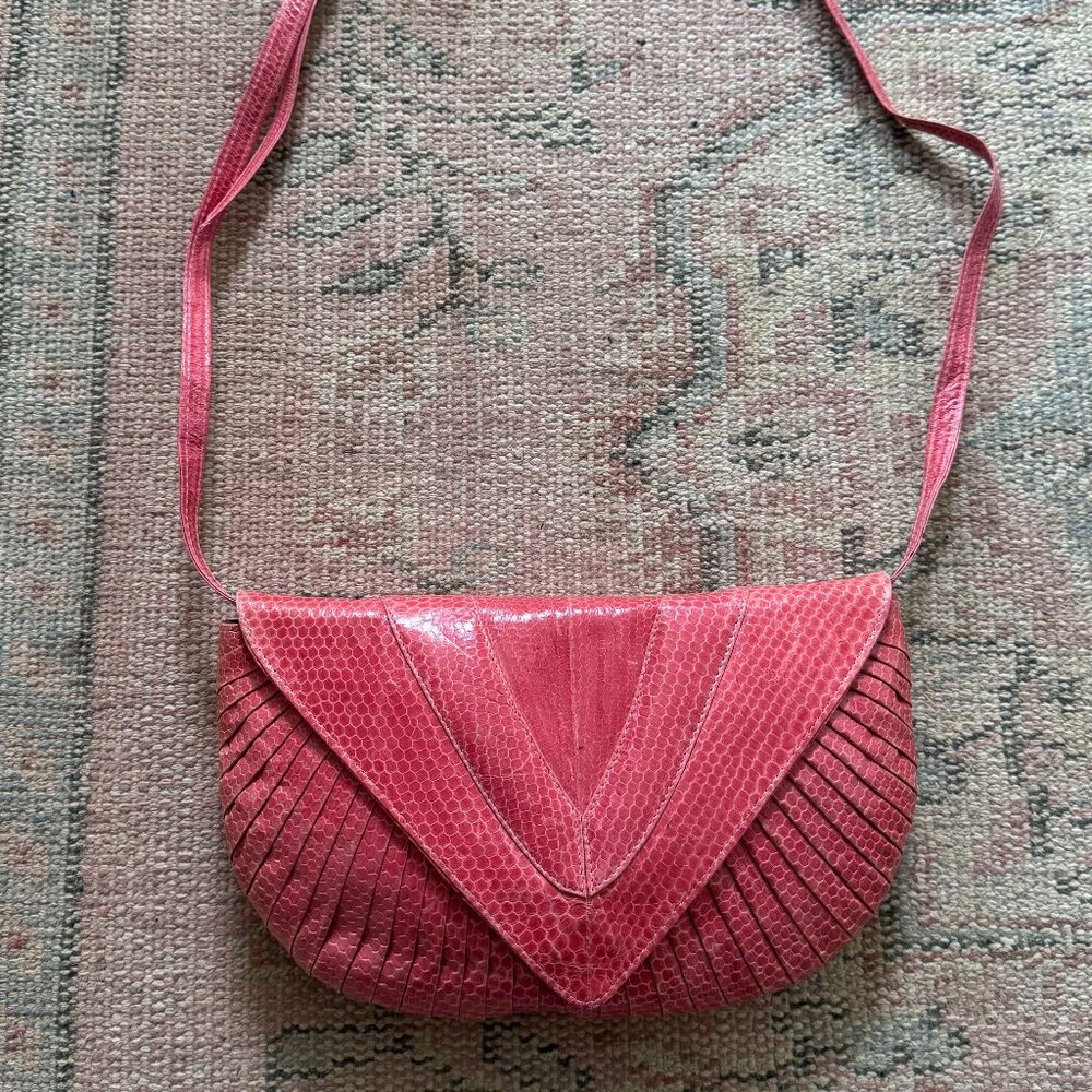 Vintage Pink Snakeskin Handbag